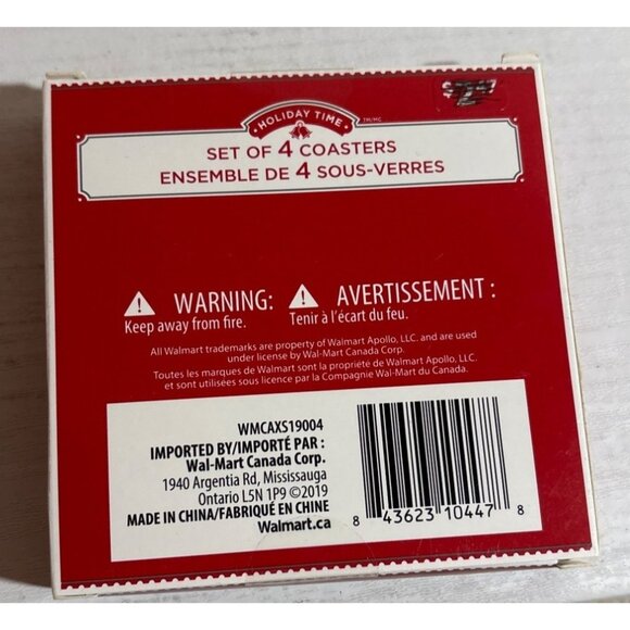 Santa & Snowman Coasters Set of 4 Holiday Time 4" X 4" Christmas - Picture 2 of 4